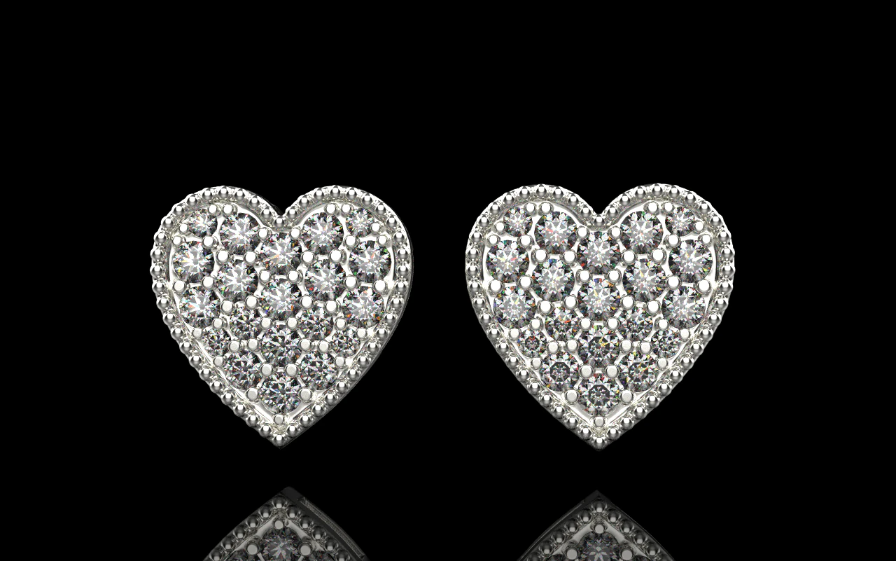 Heart stud earring model 674 3D Print Model .c4d .max .obj .3ds .fbx .stl .blend