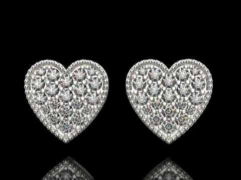 하트 스터드 귀걸이 모델 674 3D 프린트 모델