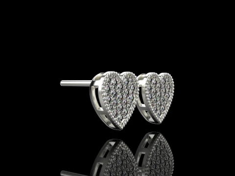 Heart stud earring model 674 3D Print Model