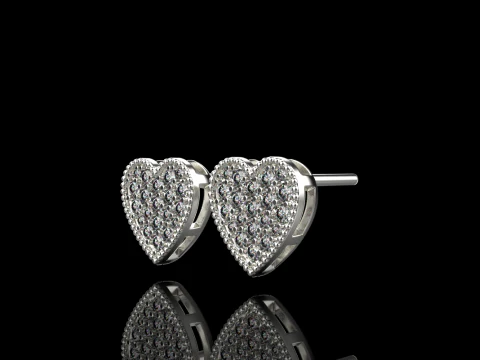 Heart stud earring model 674 3D Print Model