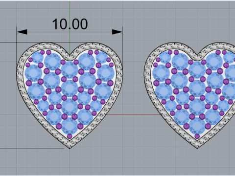 Heart stud earring model 674 3D Print Model