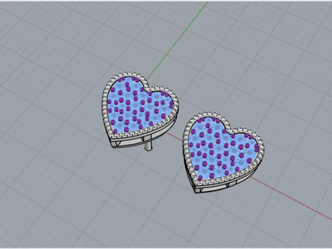 Heart stud earring model 674 3D Print Model