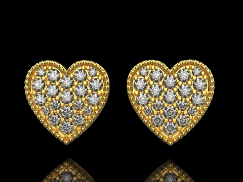 Heart stud earring model 674 3D Print Model