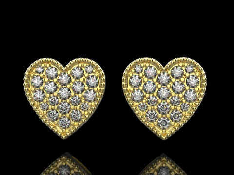 Heart stud earring model 674 3D Print Model