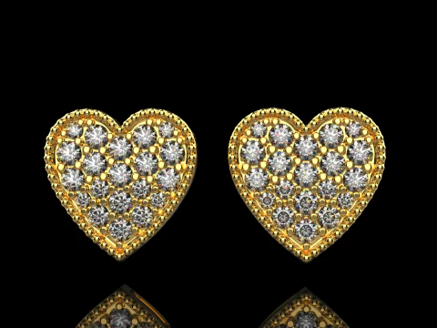 Heart stud earring model 674 3D Print Model