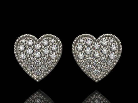 Heart stud earring model 674 3D Print Model