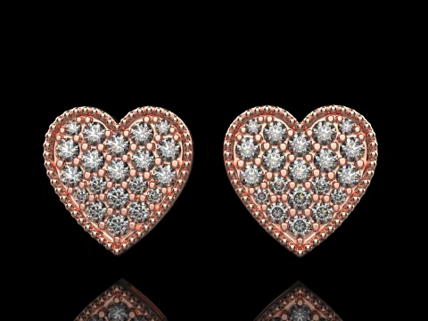 Heart stud earring model 674 3D Print Model