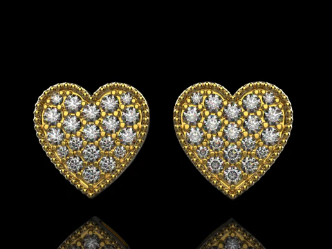 Heart stud earring model 674 3D Print Model