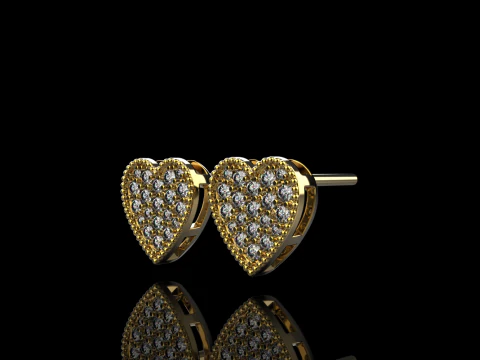 Heart stud earring model 674 3D Print Model