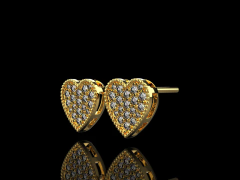 Heart stud earring model 674 3D Print Model