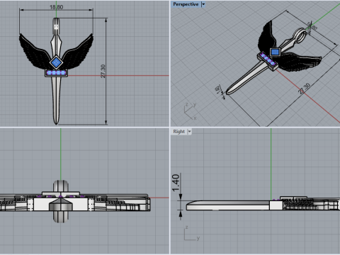 Aartsengel Micha&euml;l zwaard model 673 3D printmodel