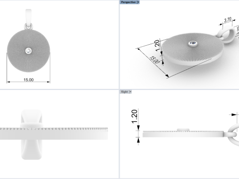 Pendentif rond serti chaton mod&egrave;le 671 Modèles 3D en vedette