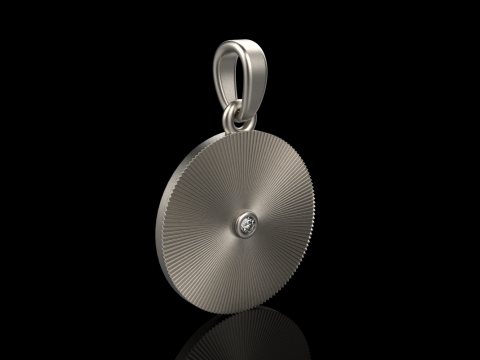 Pendentif rond serti chaton mod&egrave;le 671 Modèles 3D en vedette