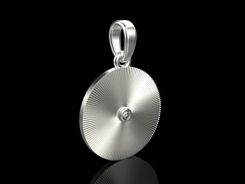 Pendentif rond serti chaton mod&egrave;le 671 Modèles 3D en vedette