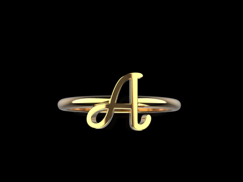 Initial letter A ring model 669 3D Print Model
