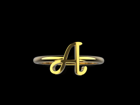 Initial letter A ring model 669 3D Print Model