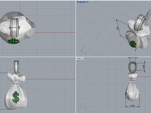 Moneybag pendant model 665 3D Print Model