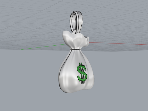 Pendentif Moneybag mod&egrave;le 665 Modèles 3D en vedette