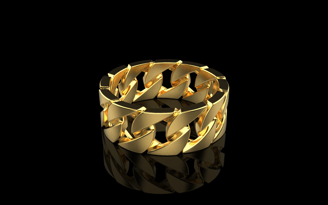 Cuban chain ring model 663 3D Print Model .c4d .max .obj .3ds .fbx .stl .blend