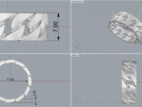 Cuban chain ring model 663 3D Print Model