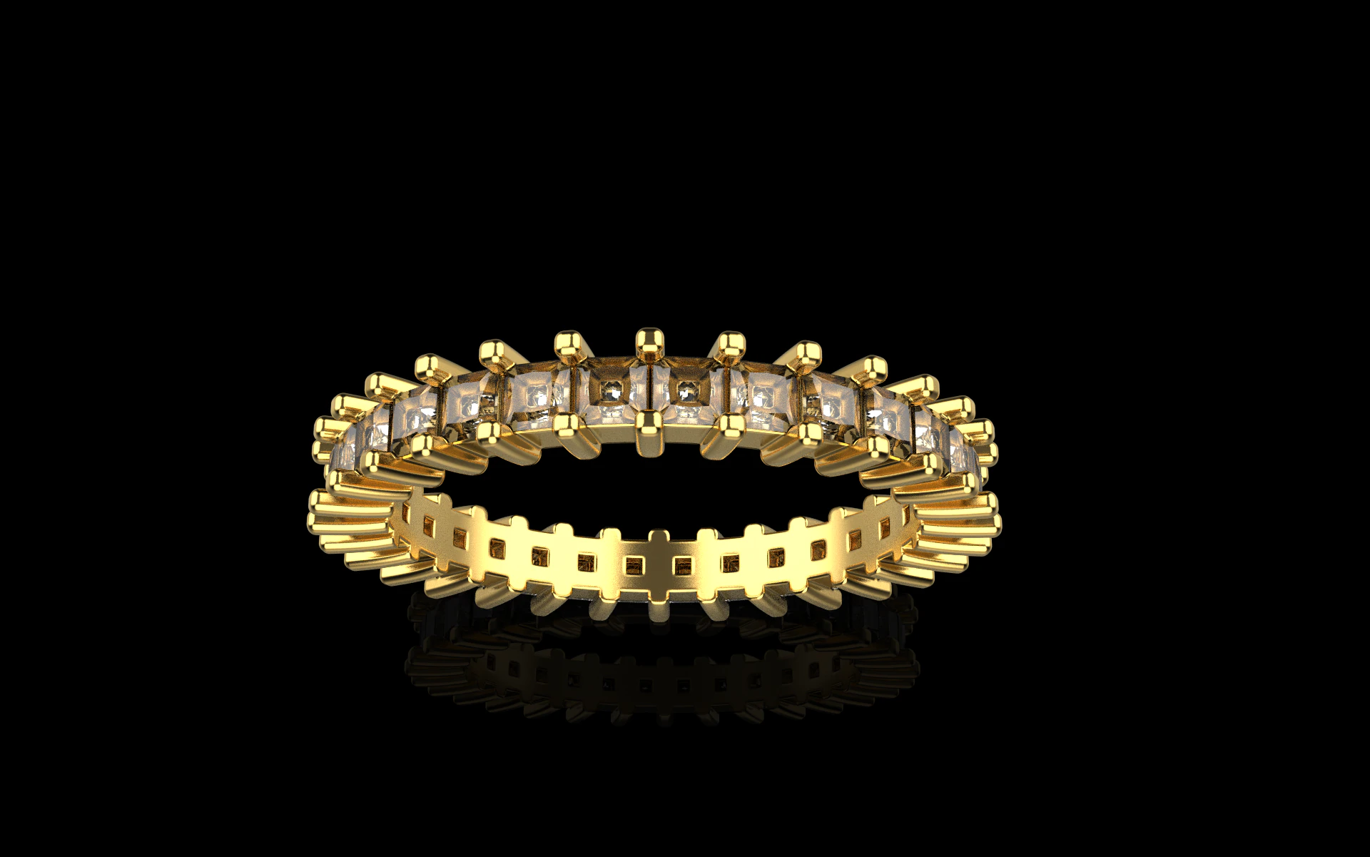 Eternity square princess ring model 660 3D Print Model .c4d .max .obj .3ds .fbx .stl .blend 