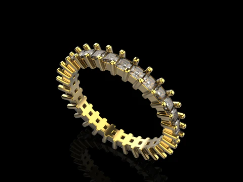 Eternity square princess ring model 660 3D Print Model