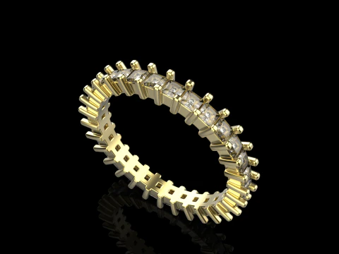 Eternity square princess ring model 660 3D Print Model