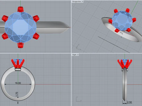 Engagement ring model 658 3D Print Model