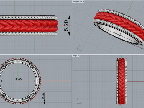 Wedding braid ring model 653 3D Print Model