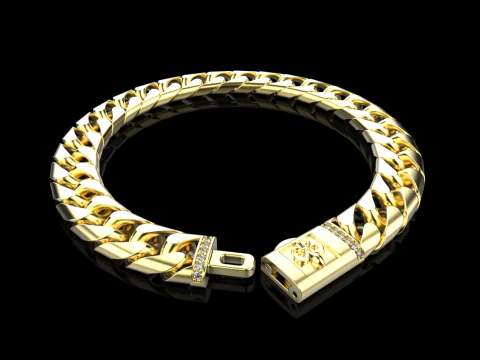 Cuban chain bracelet model 649 3D Print Model