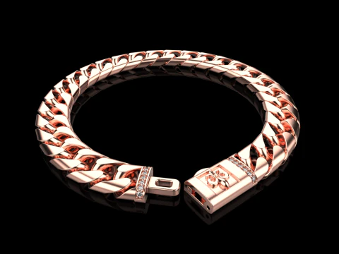 Cuban chain bracelet model 649 3D Print Model