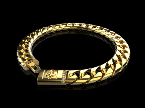 Cuban chain bracelet model 649 3D Print Model