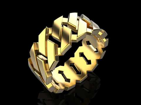 Cuban chain wedding ring model 642 3D Print Model