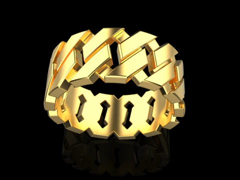 Cuban chain wedding ring model 642 3D Print Model