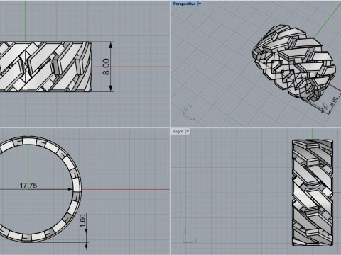 Cuban chain wedding ring model 642 3D Print Model