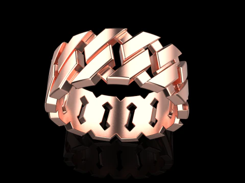 Cuban chain wedding ring model 642 3D Print Model