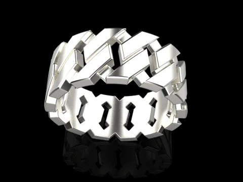 Cuban chain wedding ring model 642 3D Print Model