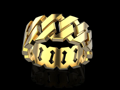 Cuban chain wedding ring model 642 3D Print Model