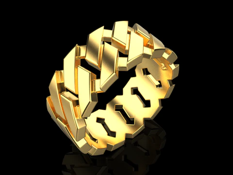 Cuban chain wedding ring model 642 3D Print Model