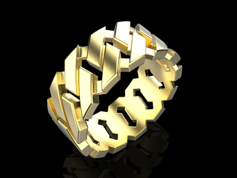 Cuban chain wedding ring model 642 3D Print Model