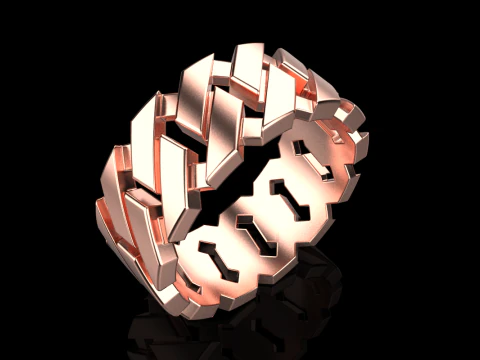 Cuban chain wedding ring model 642 3D Print Model