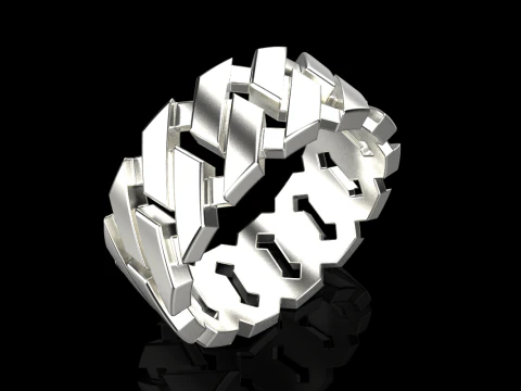 Cuban chain wedding ring model 642 3D Print Model