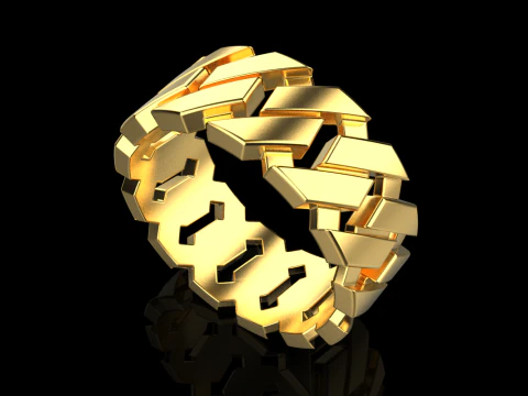 Cuban chain wedding ring model 642 3D Print Model