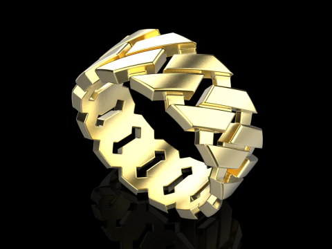 Cuban chain wedding ring model 642 3D Print Model