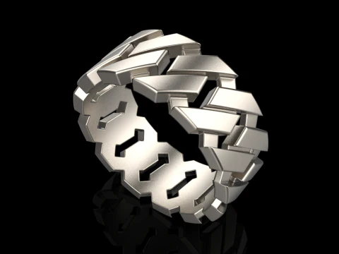 Cuban chain wedding ring model 642 3D Print Model