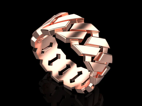 Cuban chain wedding ring model 642 3D Print Model