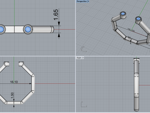 Octagon form ring model 641 3D Print Model
