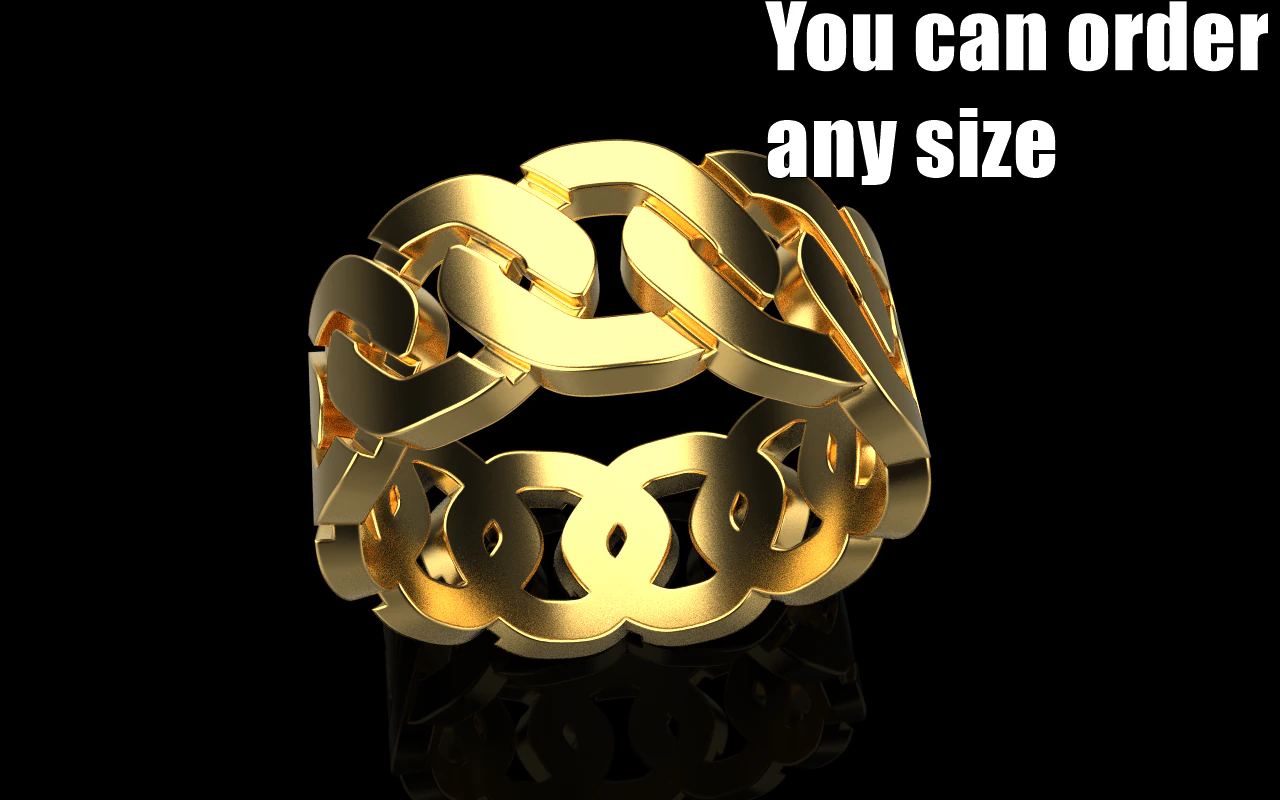 Cuban chain ring model 640 3D Print Model .c4d .max .obj .3ds .fbx .stl .blend 