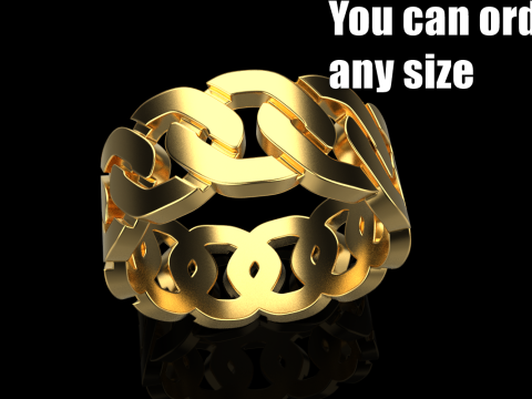 Anel de corrente cubana modelo 640 Modelo de Impressão 3D