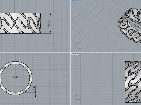 Cuban chain ring model 640 3D Print Model